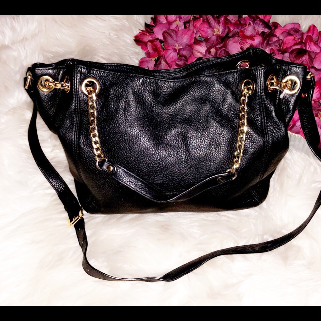 Michael Kors Black Leather Chain Shoulder Bag